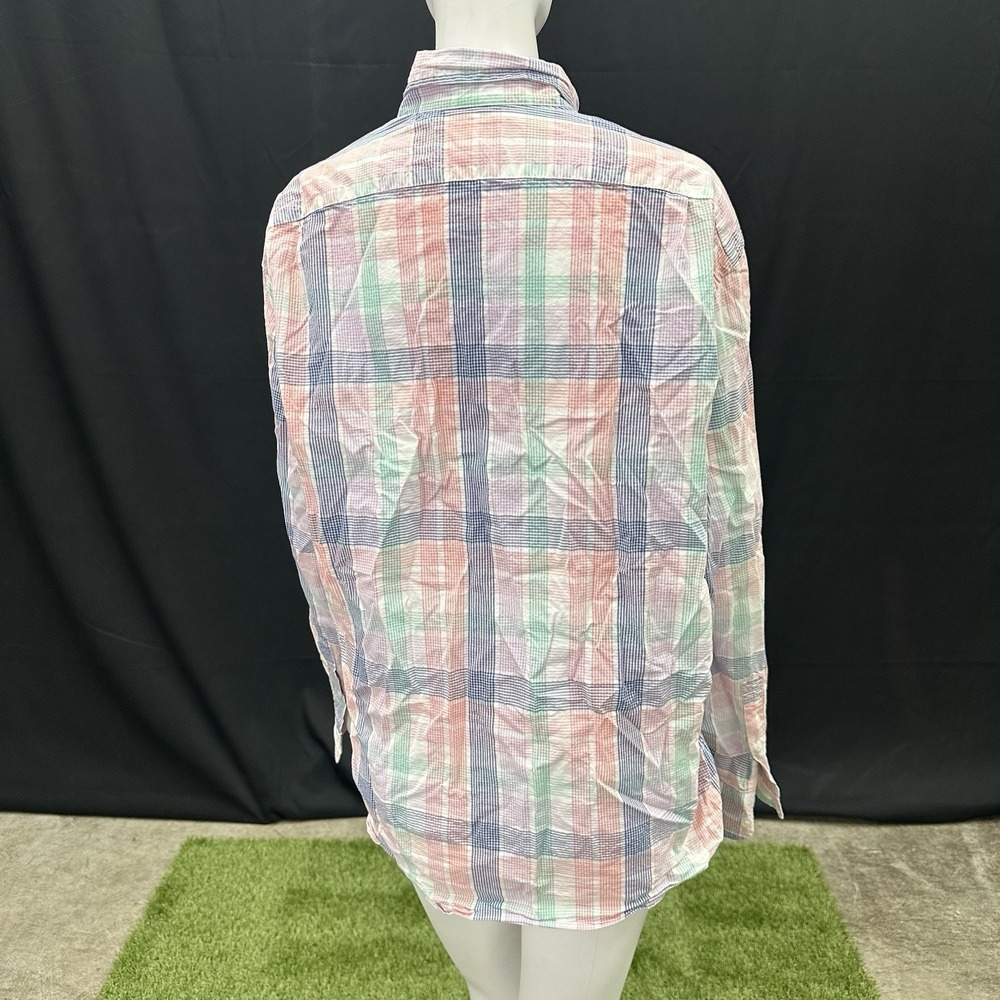 J Crew Shirt Pastel Men's Button Up Shirt XL Slim Fit Flex Washed Plaid Untucked - Picture 2 of 7